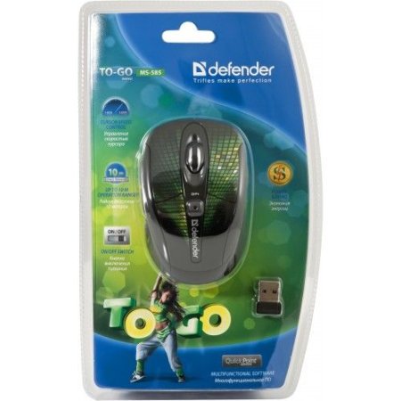 Мышь беспроводная DEFENDER To-GO MS-585 Nano, Disco зелёная (PC) 