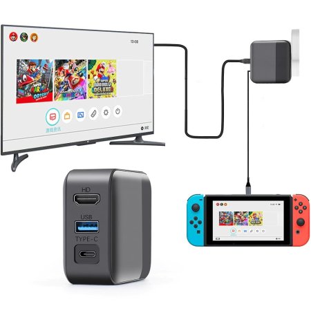 Зарядная док-станция + подключение к ТВ + адаптер AC adapter and TV converter (Switch)