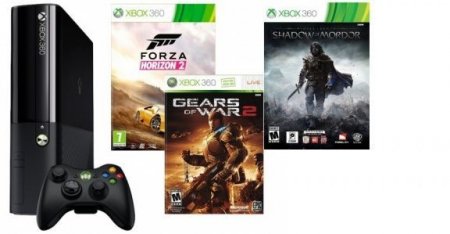     Microsoft Xbox 360 Slim E 500Gb Rus Black + Forza Horizon 2 + Gears of War 2 +   