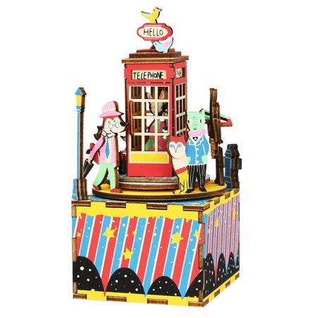 Деревянный 3D пазл музыкальная шкатулка Phone booth