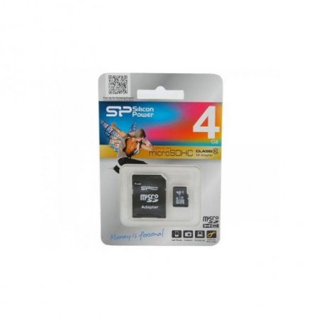 MicroSD   4GB Silicon Power Class 10 + SD  (PC) 