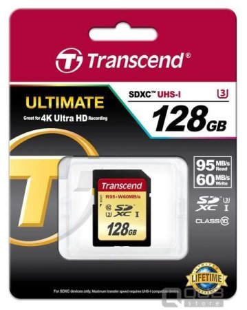 MicroSD Карта памяти 128GB Transcend Class 10 UHS-I + SD адаптер (PC) 