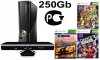 Игровая приставка Microsoft Xbox 360 Slim 250Gb Rus + Kinect Сенсор движений + Сборник Kinect Adventures 5 игр + Dance Central 3 + Forza Horizon (Код