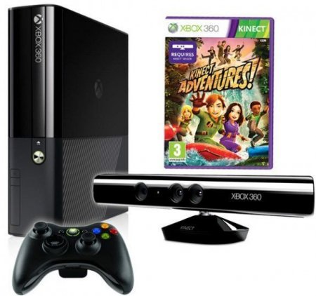     Microsoft Xbox 360 Slim E 250Gb + Kinect   +  Kinect Adventures 5 . 