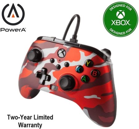 Геймпад проводной PowerA Enhanced Wired Controller for Xbox Series X/S (1518910-01) Camouflage Red (Камуфляж Красный) Оригинал (Xbox One/Series X/S/PC) 