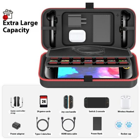 Сумка для аксессуаров и консоли OIVO Carry Case (IV-SW288) Черный/Красный (Black/Red) (Switch OLED/Switch 2)