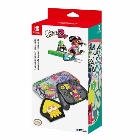 Чехол-сумка для N-Switch + чехол для картриджей + крепление-геймпад для контроллеров Joy-Con + накладки на стики Splatoon 2 Deluxe splat pack HORI (NSW-049U) (Swich)