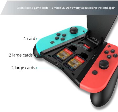 Подзаряжающий держатель для контроллеров Joy-Con + хранение картриджей iPega (PG-SW060B) (Switch)