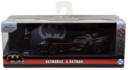 Модель машинки с фигуркой Jada Toys: Машинка Бэтмобиль 1989 года (Batmobile 1989) 1:32 + Фигурка Бэтмен (Batman) 7 см (31704) 