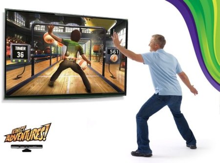 Сенсор движений Microsoft Kinect для Xbox 360 + Сборник Kinect Adventures 5 игр Русская версия + Загружаемая игра Kung Fu Panda 2 (Xbox 360) 