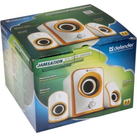 Активная система DEFENDER, 2.1, JamSation S10, белая/оранжевая (PC) 
