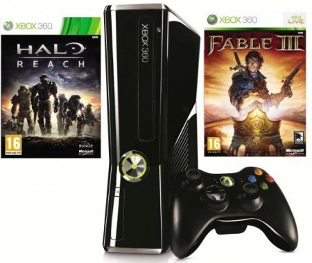 Игровая приставка Microsoft Xbox 360 Slim 250Gb Rus + Игры Halo Reach и Fable 3