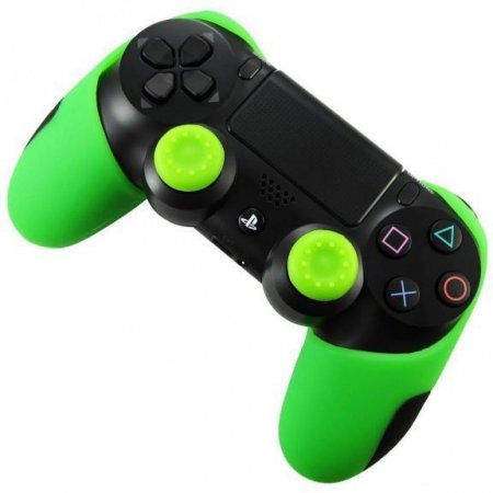     + 2      DualShock 4  (Silicon Case for DS4 Hand Green + 2 Stick Cover) (PS4) 