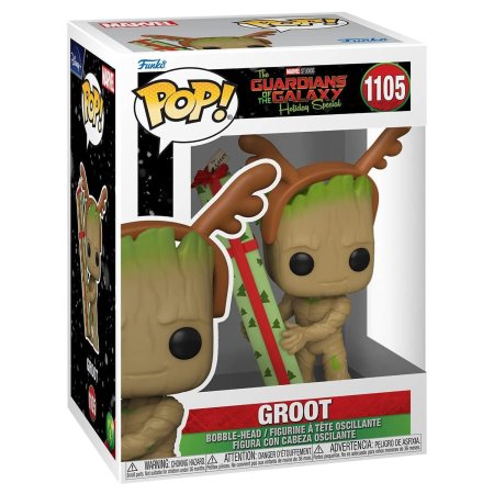 фигурки Фигурка Funko POP! Bobble: Грут (Groot) Марвел: Стражи Галактики Праздничный спецвыпуск (Marvel: Guardians Of The Galaxy HS) ((1105) 64332) 9,5 см