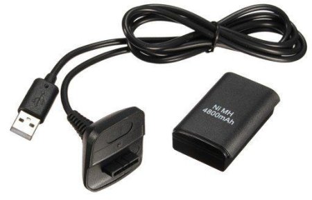 Набор аксессуаров 4 в 1 Charging Kit: Аккумулятор 1 шт + Зарядное устройство + Зарядный кабель для беспроводного геймпада (Xbox 360) 