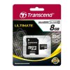 MicroSD Карта памяти 8GB Transcend Class 10 + SD адаптер (PC)