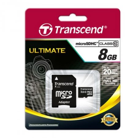 MicroSD   8GB Transcend Class 10 + SD  (PC) 
