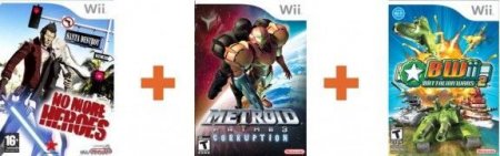   No More Heroes () + Battalion Wars 2 Wi-Fi () + Metroid Prime 3 Corruption () (Wii/WiiU)  Nintendo Wii 