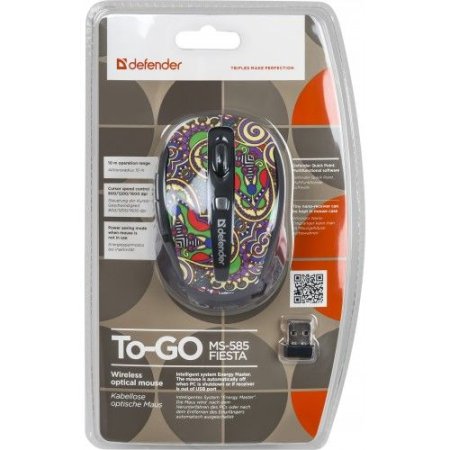 Мышь беспроводная DEFENDER To-GO MS-585 Nano, Fiesta (PC) 
