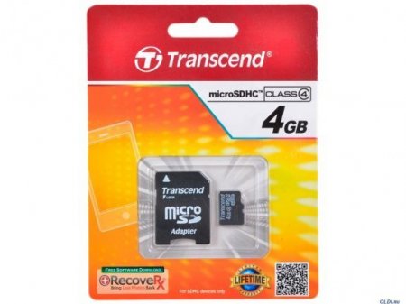 MicroSD   4GB Transcend Class 4 +SD  (PC) 