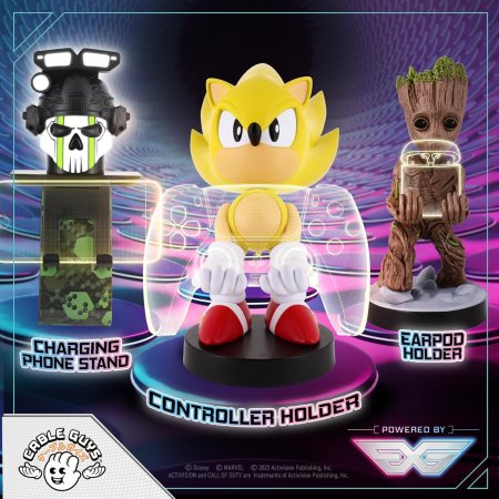  Фигурка подставка для геймпада/телефона Cable Guys Holdems: Супер Соник (Super Sonic) Еж Соник Классика (Sonic The Hedgehog Classic) (896699) 10 см 