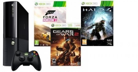     Microsoft Xbox 360 Slim E 500Gb Rus Black + Forza Horizon 2 + Gears of War 2 + Halo 4 