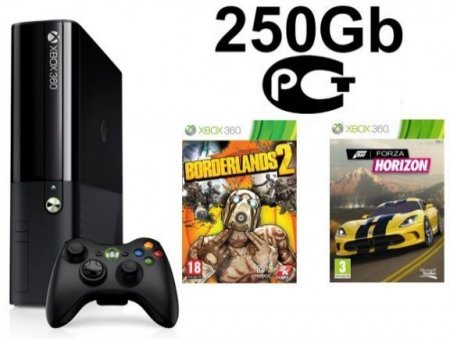     Microsoft Xbox 360 Slim E 250Gb Rus +  Forza Horizon + Borderlands 2    