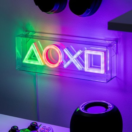  Светильник Paladone: ЛЕД Неон Подсветка (LED Neon Light) Плейстейшн (Playstation) Прозрачный (PP12716PS) 30 см