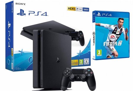   Sony PlayStation 4 Slim 500Gb Eur  +  Fifa 19 