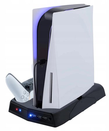 Подставка для вертикальной установки консоли PlayStation 5 Digital Edition + охлаждение + зарядная станция для 2-х геймпадов + держатель для дисков (P5-010-2) (PS5)