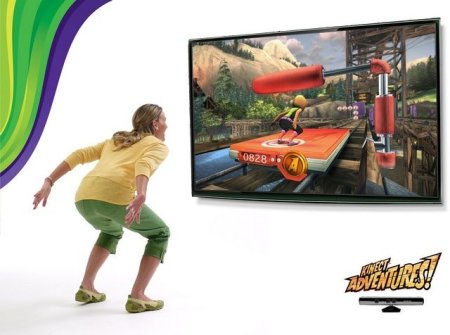 Сенсор движений Microsoft Kinect для Xbox 360 + Сборник Kinect Adventures 5 игр Русская версия + Загружаемая игра Kung Fu Panda 2 (Xbox 360) 