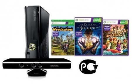 Игровая приставка Microsoft Xbox 360 Slim 250Gb Rus + Kinect Сенсор движений + Сборник Kinect Adventures 5 игр. + игра Fable The Journey Русская Верси