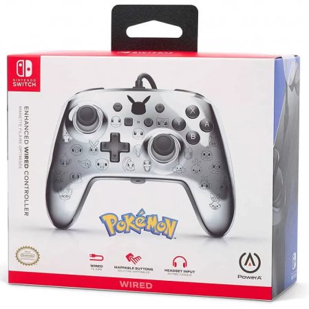   PowerA Enhanced Wired Controller for Switch  Pikachu Black & Silver (Switch)