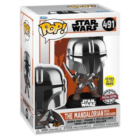 фигурки Фигурка Funko POP! Bobble: Мандалорец с Темным мечом (Mandalorian with Darksaber (GW/MT) (Exc)) Звездные Войны Мандалорец (Star Wars Mandalorian) (58797) 9,5 см