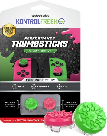 Накладки на стики для контроллеров Joy-Con KontrolFreek Splash Edition Green/Pink (Зеленый/Розовый) |10 (Switch/Switch Lite)