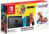 Игровая приставка Nintendo Switch Neon Red/Neon Blue (Красно-Синяя) + игра Mario Kart 8 Deluxe + игра Arms