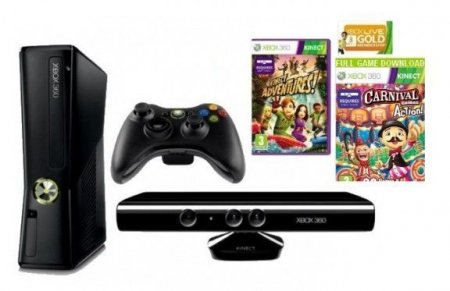     Microsoft Xbox 360 Slim 4Gb Rus + Kinect   +  Kinect Adventures 5 . + 3  Live +   Carni 