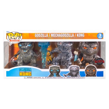 фигурки Набор из трех фигурок Funko POP! Movies: Годзилла, Мехагодзилла, Конг (Godzilla, Mechagodzilla, Kong (Exc)) Годзилла против Конга (Godzilla Vs Kong) (60138) 9,5 см