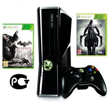     Microsoft Xbox 360 Slim 250Gb Rus + Darksiders 2   + Batman Arkham City      