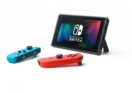   Nintendo Switch Neon Red/Neon Blue (-) +  Mario Kart 8 Deluxe +  Arms