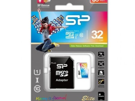 MicroSD Карта памяти 32GB Silicon Power Class 10 Elite COLORED, R/W 85/15 MB/s с адаптером (PC)