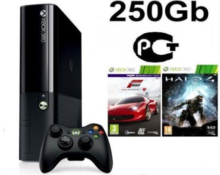 Игровая приставка Microsoft Xbox 360 Slim E 250Gb Rus + Halo 4 Русская Версия + Forza 4 Русская Версия