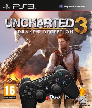   Uncharted: 3 Drake's Deception ( )   +  Dualshock 3 Wireless Black (׸) (PS3)  Sony Playstation 3