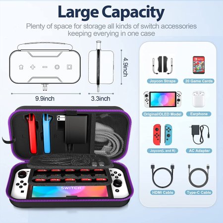 Чехол-сумка Carry Case Oivo (IV-SW188) Purple (Фиолетовый) (Switch/Switch OLED)
