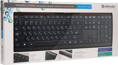 Клавиатура DEFENDER ММ Infinity SM-615 Nano, чёрная, работа от солнечных батарей (PC) 