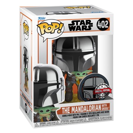 фигурки Фигурка Funko POP! Bobble: Мандалорец с Малышом (Mandalorian with Pin (Exc)) Звездные Войны (Star Wars ATG) (55496) 9,5 см