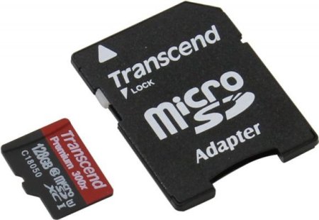MicroSD Карта памяти 128GB Transcend Class 10 UHS-I + SD адаптер (PC)