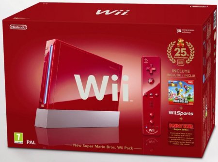     Nintendo Wii Limited Red Edition New Super Mario Bros Pack Rus + Wii Sports + New Super Mario Bros + Donkey Kong + Wii Remote Plus ( Nintendo Wii