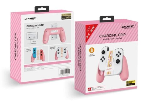 Подзаряжающий держатель для контроллеров Joy-Con Charging Grip 1200 mah DOBE (iTNS-873C) Розовый (Pink) (Switch)