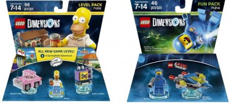   Lego Dimensions: Level Pack The Simpsons (Homer's Car, Homer, Taunt-o-Vision) + Fun Pack Lego Movie (Benny, Benny's Spaceship)